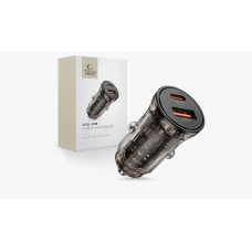 Automobilinis įkroviklis 12-24V USB + USB C 45W juodas Tech-Protect CC01